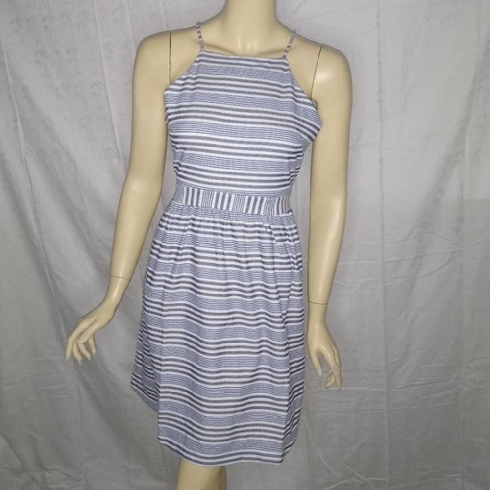 Banana Republic Striped Fit & Flare Halter Dress 8
